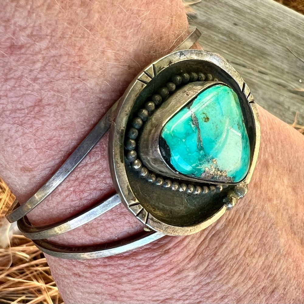 Huge old Native American Sterling cuff bracelet